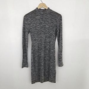 Free Press Gray High Collared Long Sleeve Dress
